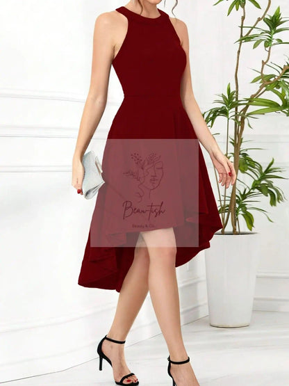 Elegant High-Low Hem Sleeveless Dress