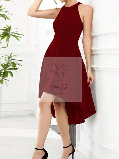 Elegant High-Low Hem Sleeveless Dress
