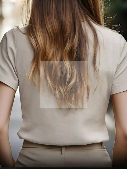 Elegant Mandarin Collar Short Sleeve Blouse