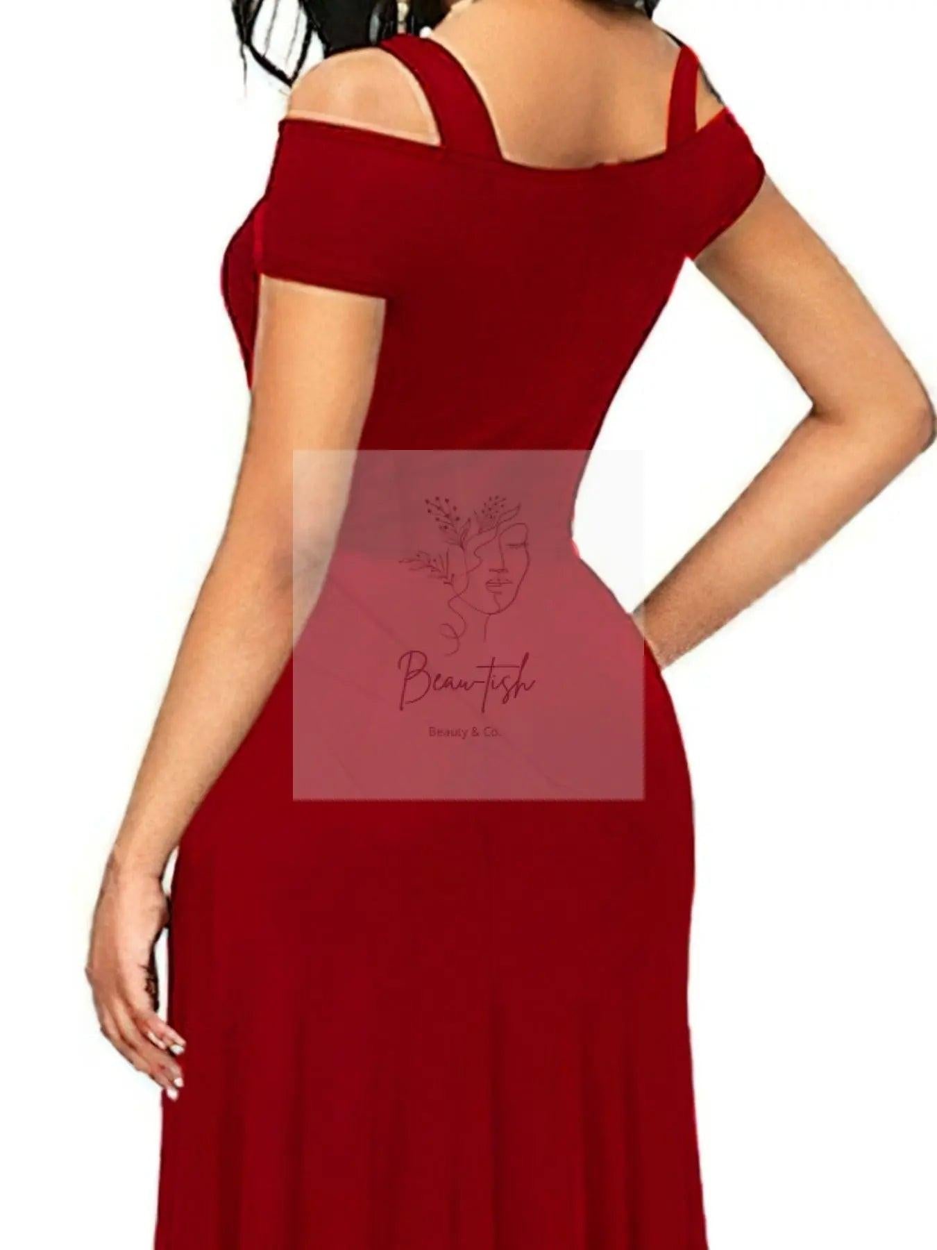 Elegant Off-Shoulder Slit Maxi Dress