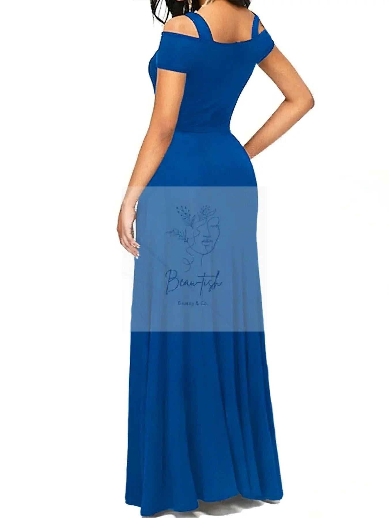 Elegant Off-Shoulder Slit Maxi Dress