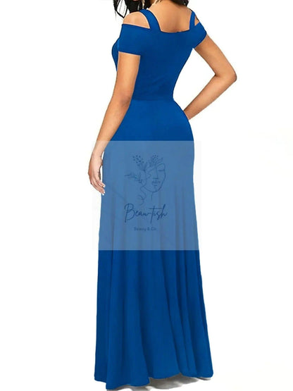 Elegant Off-Shoulder Slit Maxi Dress