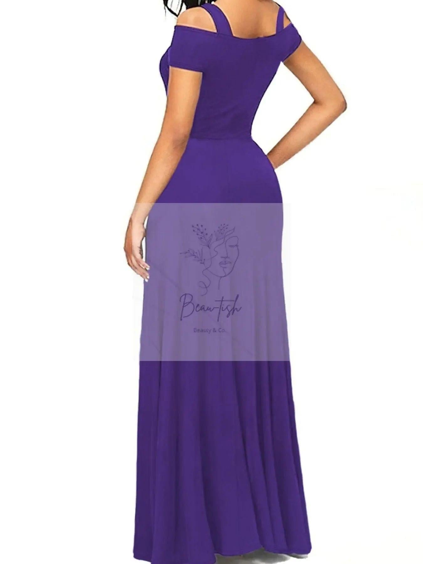 Elegant Off-Shoulder Slit Maxi Dress
