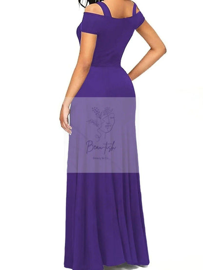 Elegant Off-Shoulder Slit Maxi Dress