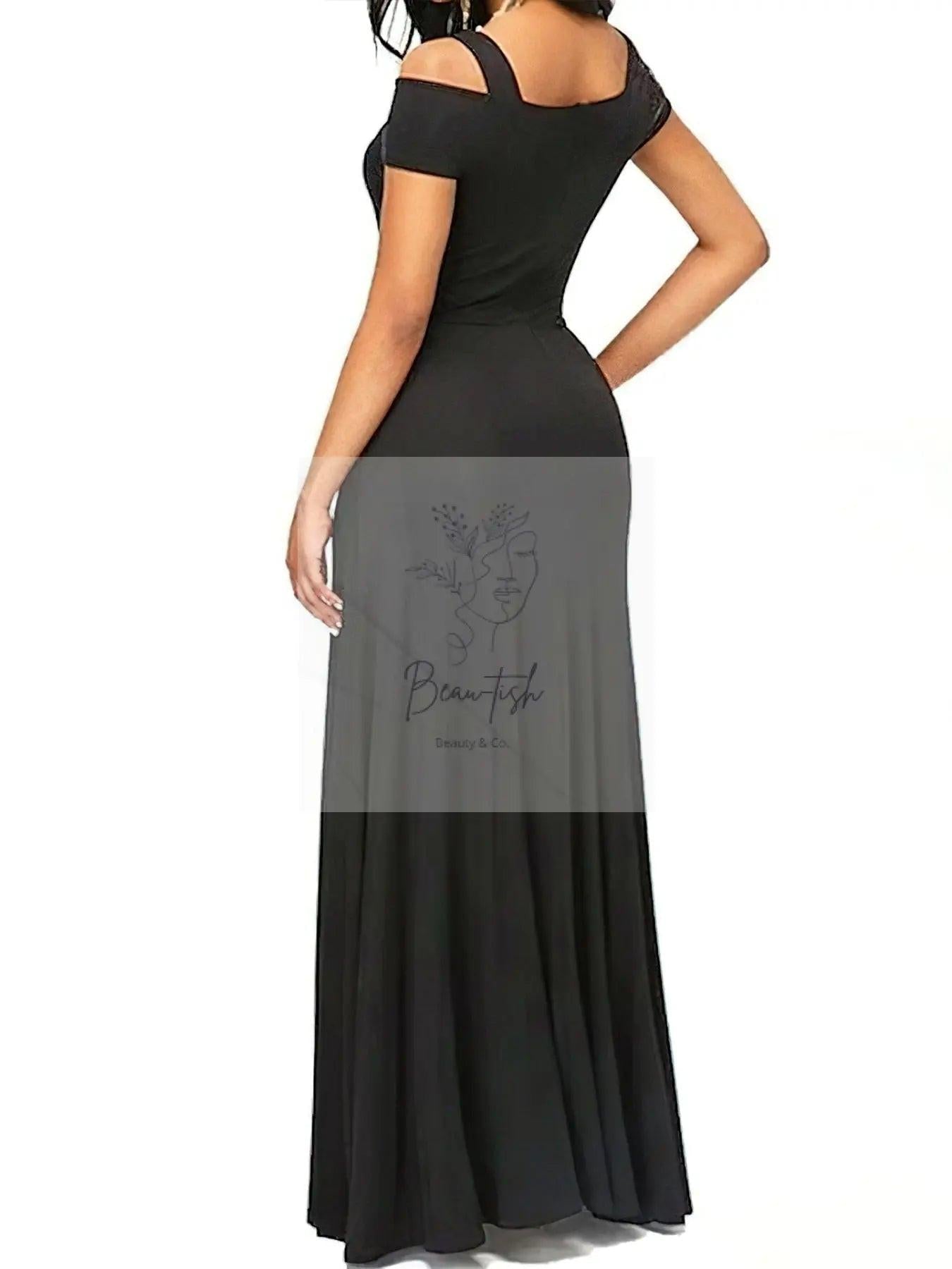 Elegant Off-Shoulder Slit Maxi Dress