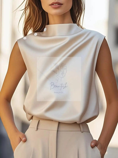 Elegant Sleeveless Button-Detail Blouse