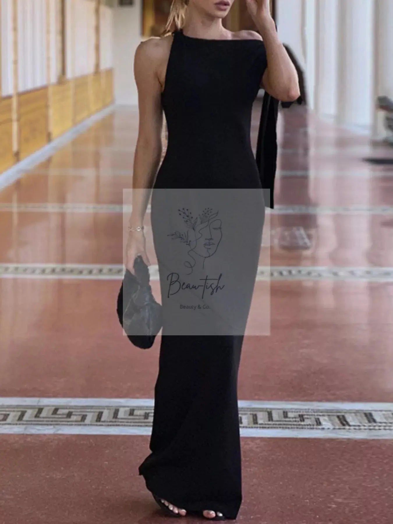 Elegant Sleeveless Tie-Shoulder Maxi Dress