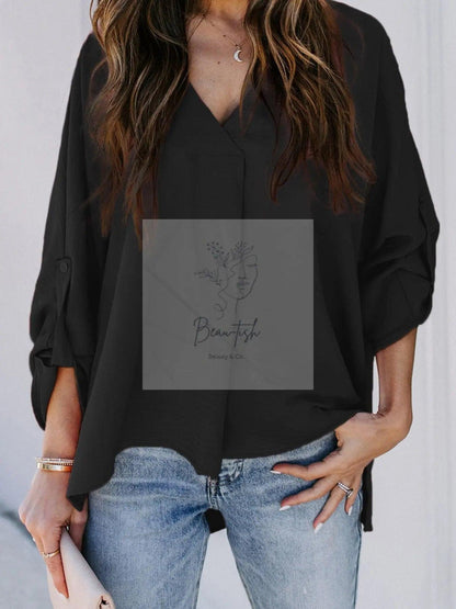 Elegant V-Neck Long Sleeve Blouse