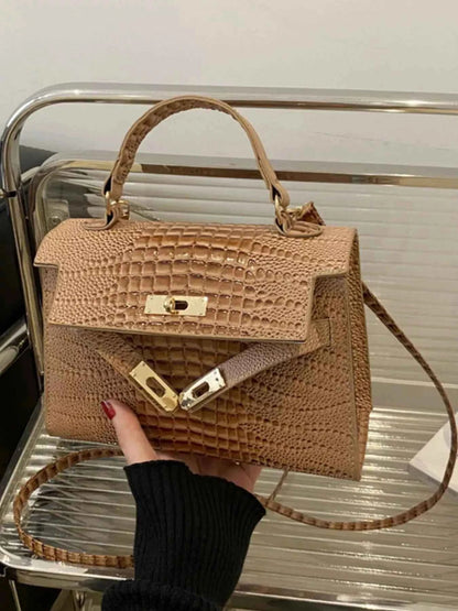 Embossed Flap Crossbody Bag