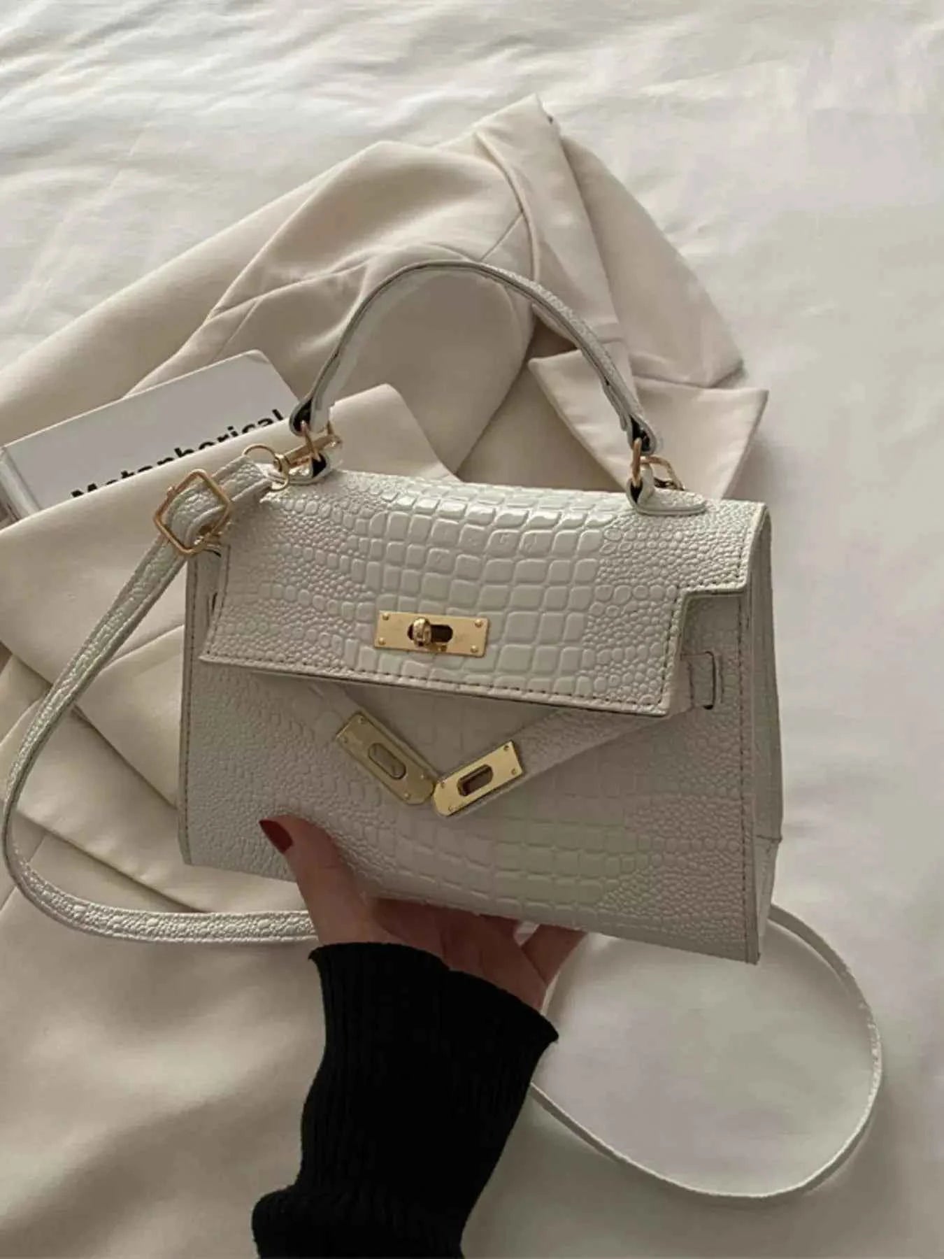Embossed Flap Crossbody Bag