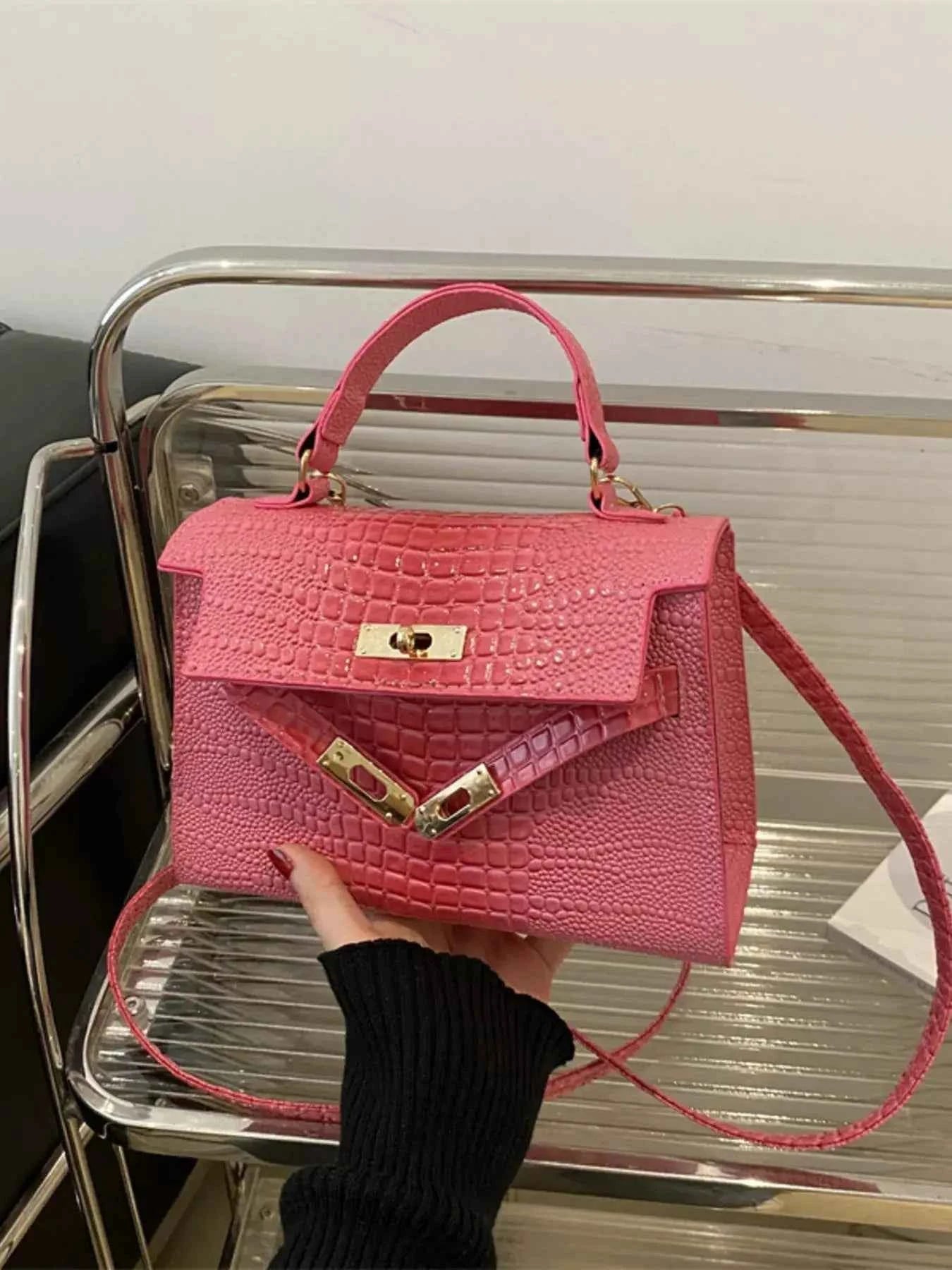 Embossed Flap Crossbody Bag