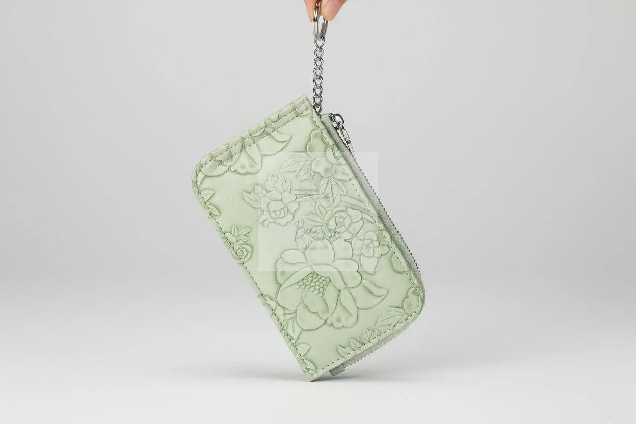 Embossed Floral Leather Bifold Wallet