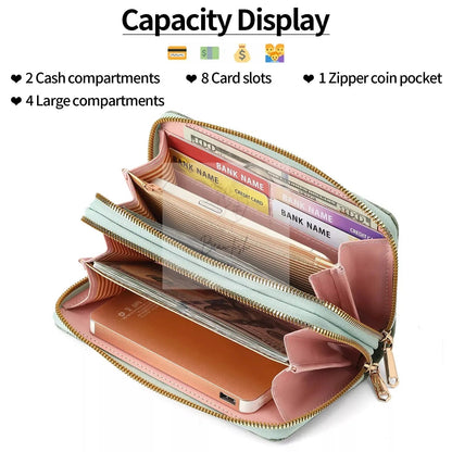 Embossed Floral Pattern Double Zipper Wallet