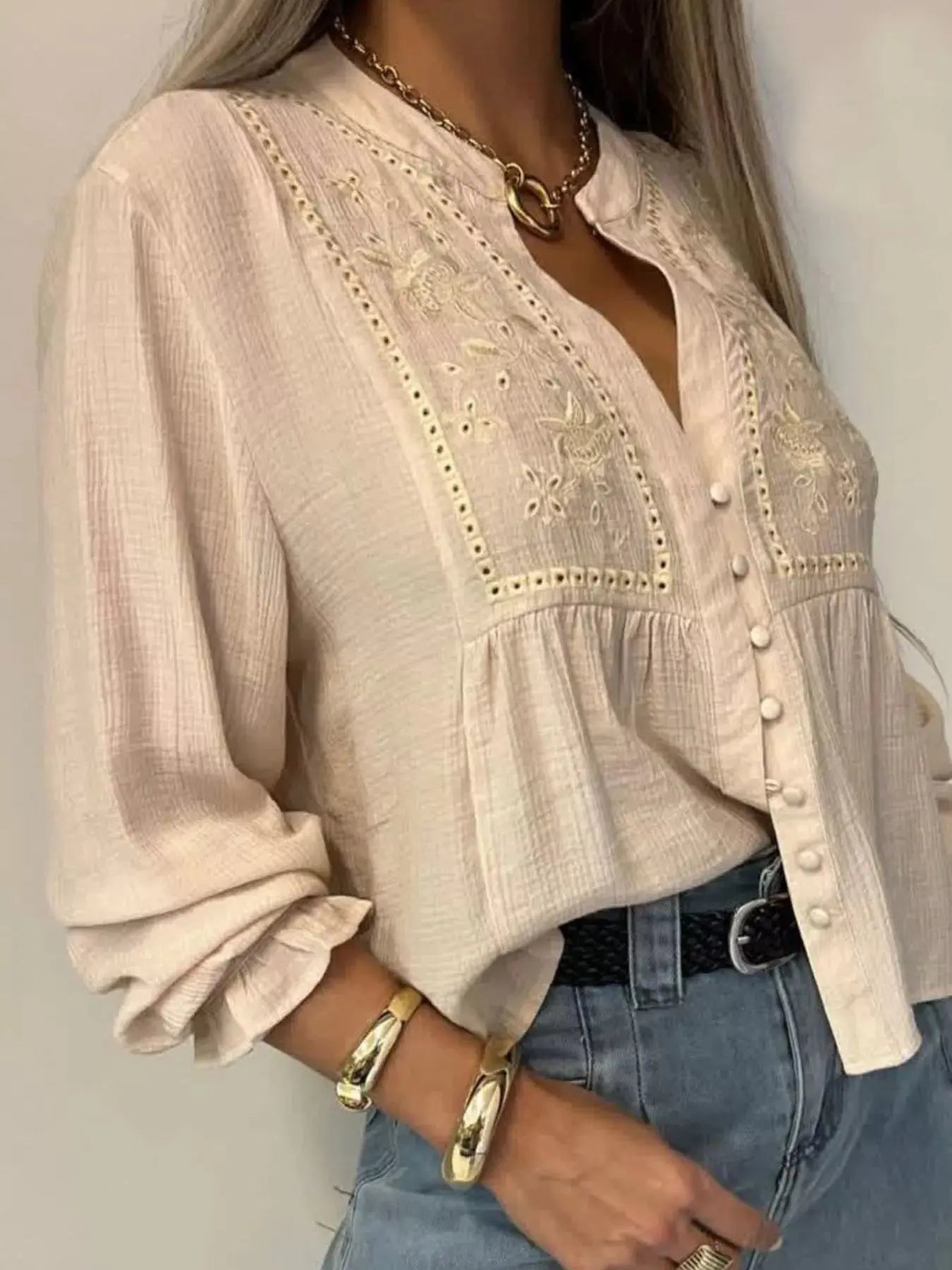 Embroidered Detail Button - Down Shirt