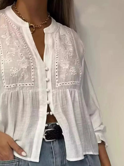 Embroidered Detail Button - Down Shirt