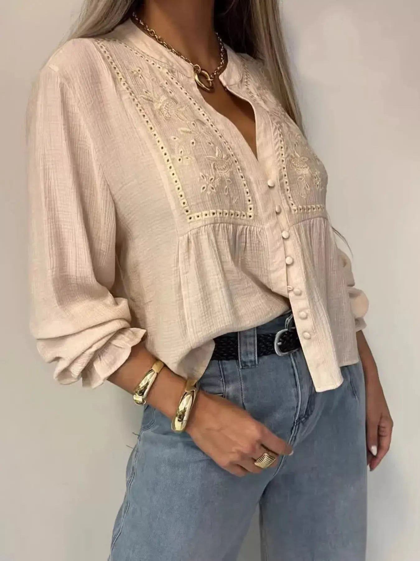 Embroidered Detail Button - Down Shirt