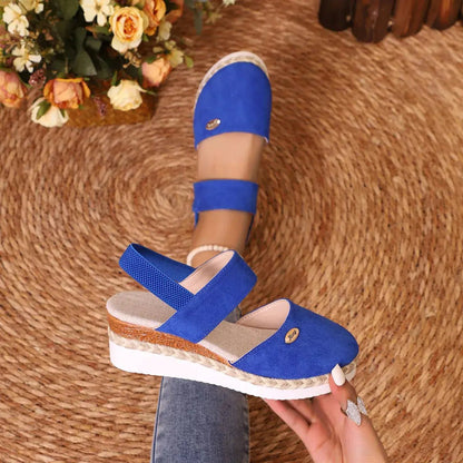 Espadrille Wedge Sandals with Ankle Strap