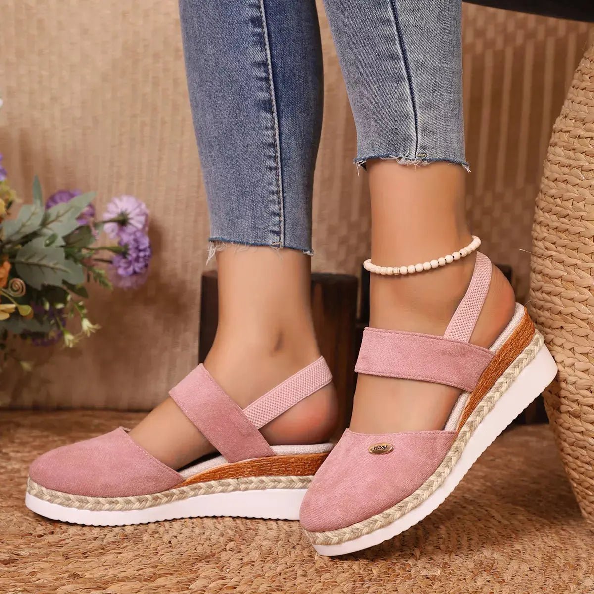 Espadrille Wedge Sandals with Ankle Strap