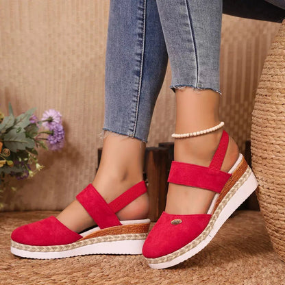 Espadrille Wedge Sandals with Ankle Strap