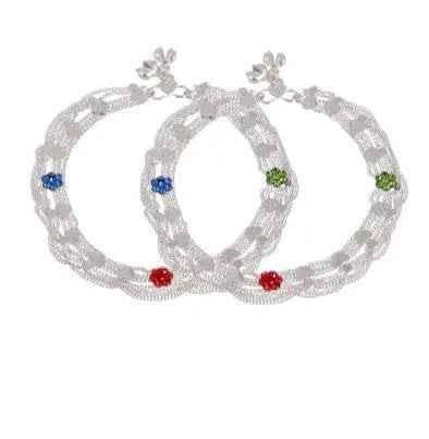 Ethnic Traditional Silver Layered Heavy Anklets Indian Payal