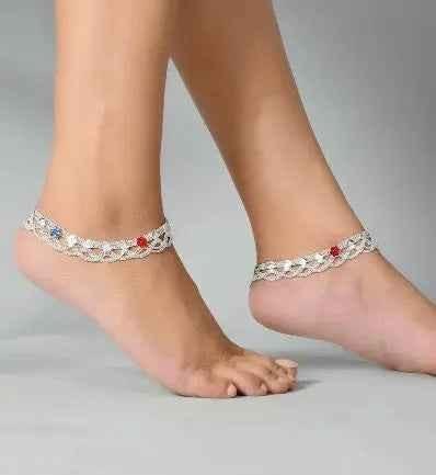 Ethnic Traditional Silver Layered Heavy Anklets Indian Payal
