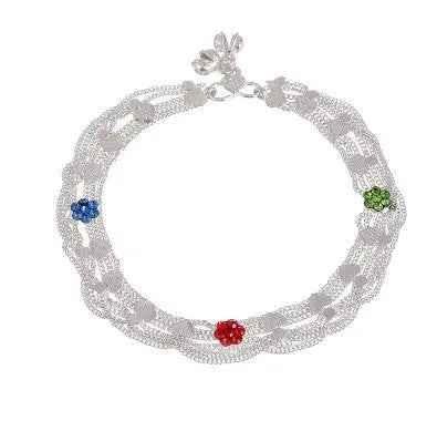 Ethnic Traditional Silver Layered Heavy Anklets Indian Payal