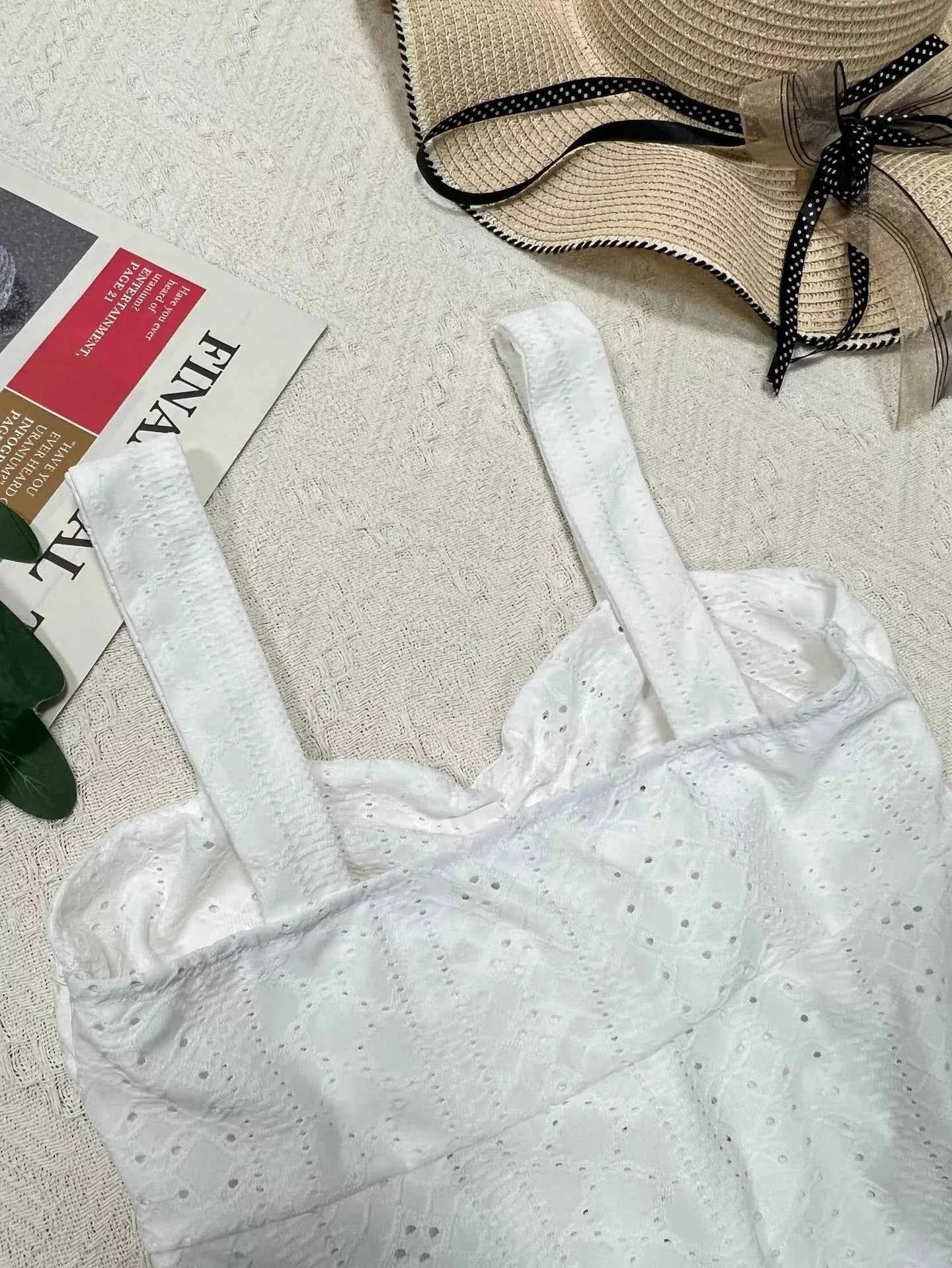 Eyelet Embroidered Drawstring Cami Top