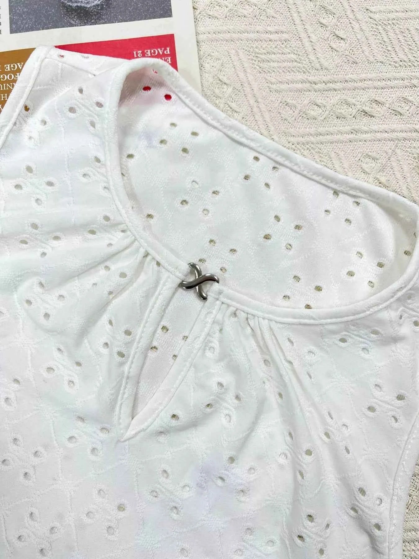 Eyelet Round Neck Cami