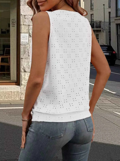 Eyelet Round Neck Cami