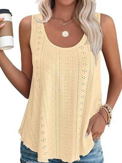 Eyelet Scoop Neck Tank