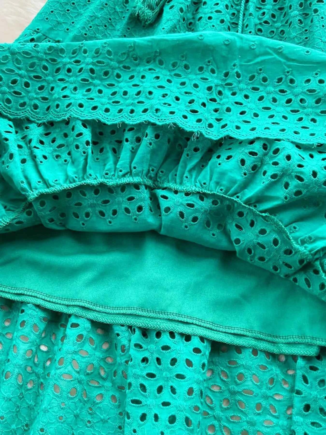 Eyelet Tiered Maxi Skirt
