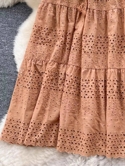 Eyelet Tiered Maxi Skirt