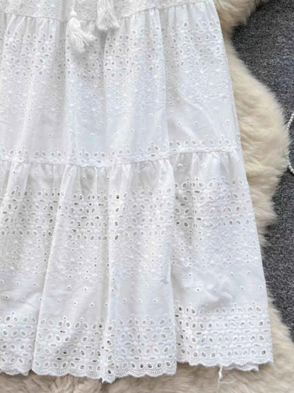 Eyelet Tiered Maxi Skirt