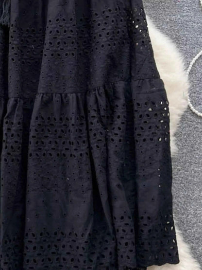 Eyelet Tiered Maxi Skirt