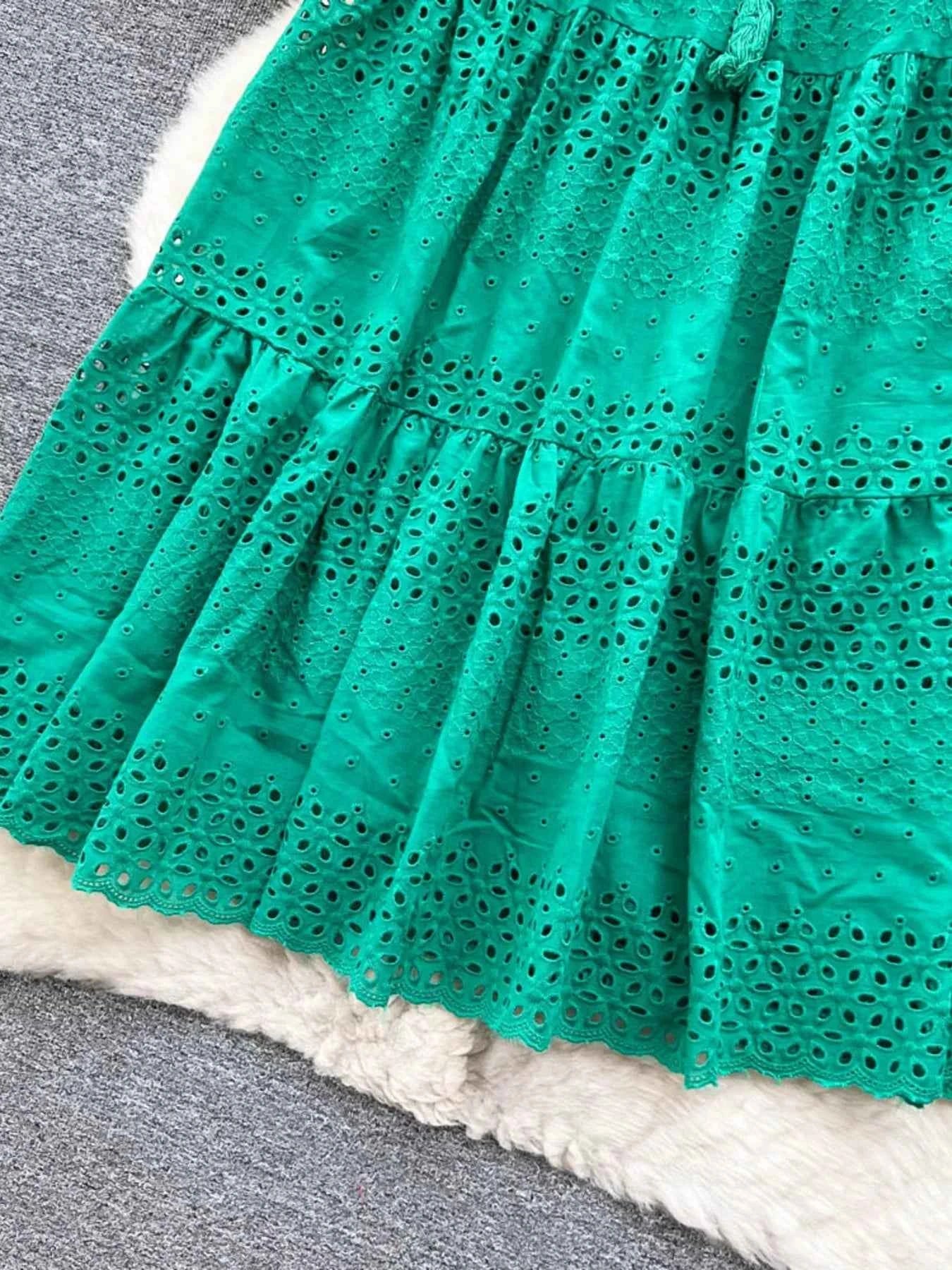Eyelet Tiered Maxi Skirt
