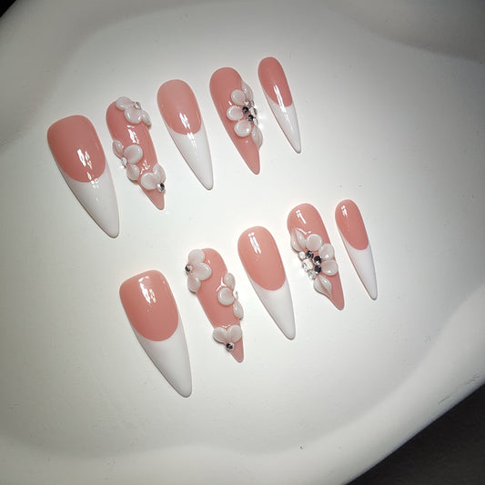 10pcs Nude Stiletto Shape Acrylic Materials Press On Nails