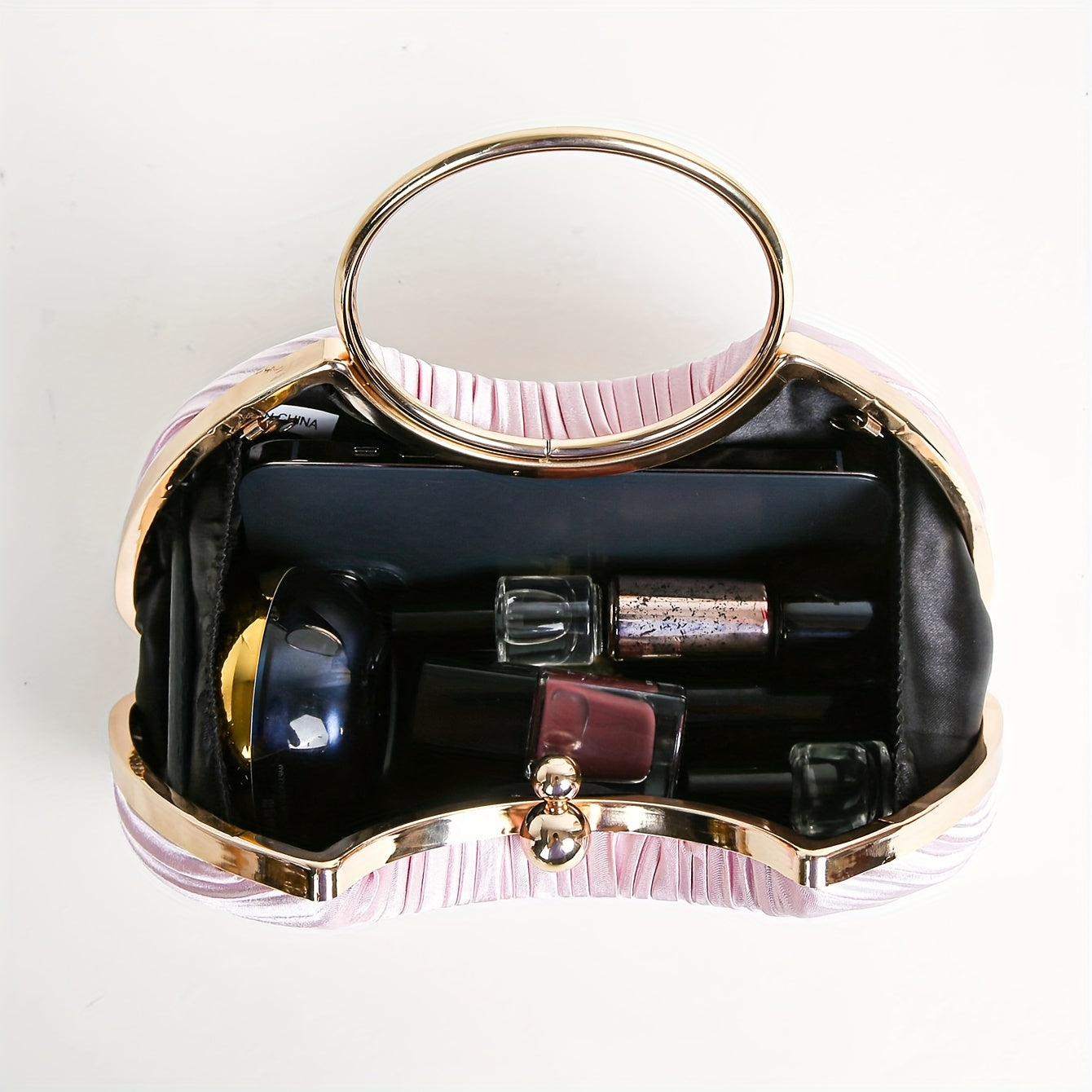 Satin Pleated Box-Shaped Evening Bag – Elegant Wedding & Formal Clutch
