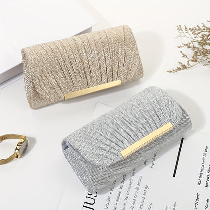 Sparkling Pleated Envelope Clutch