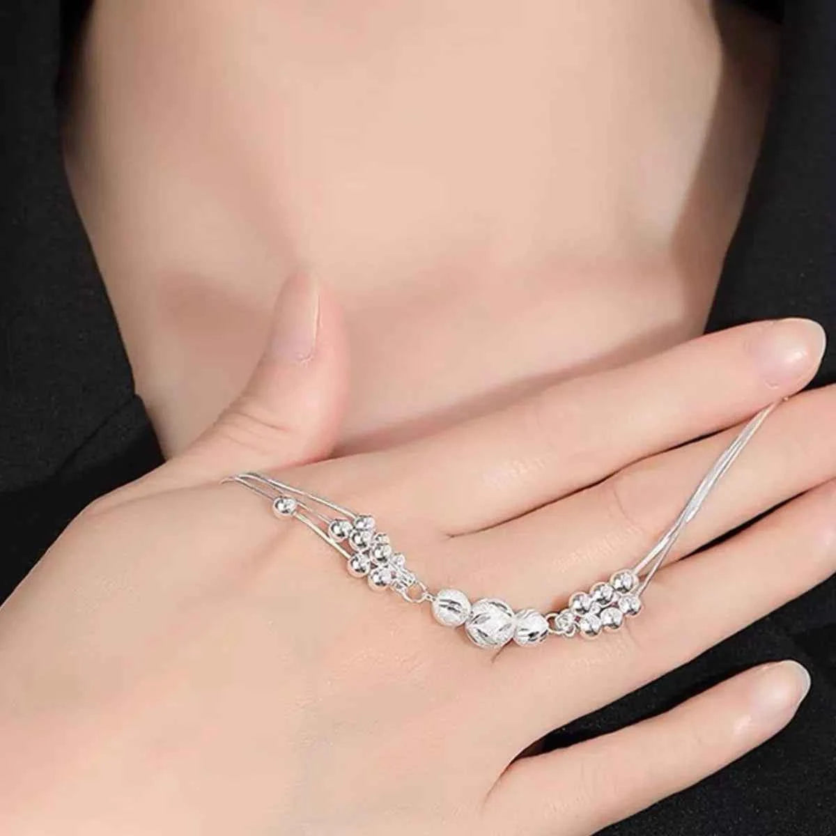 925 Sterling Silver Bead Chain Bracelet