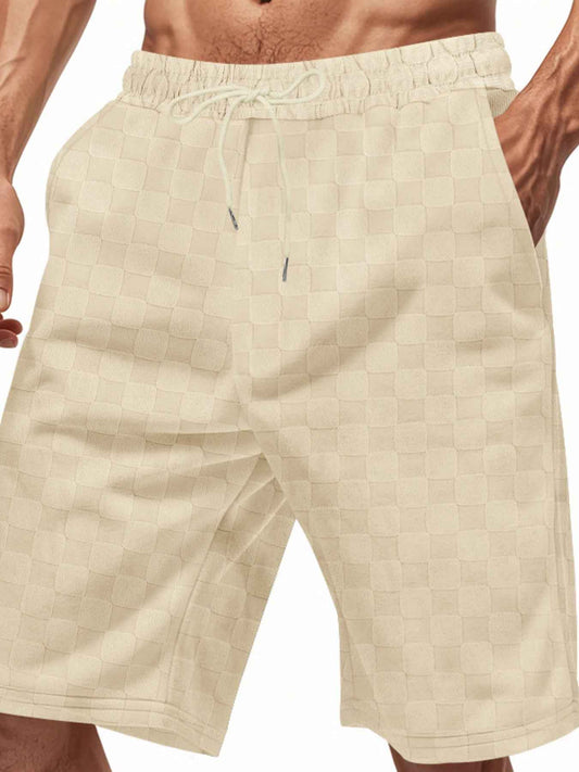 Men's Full Size Checkered Casual Drawstring Shorts Plus Size