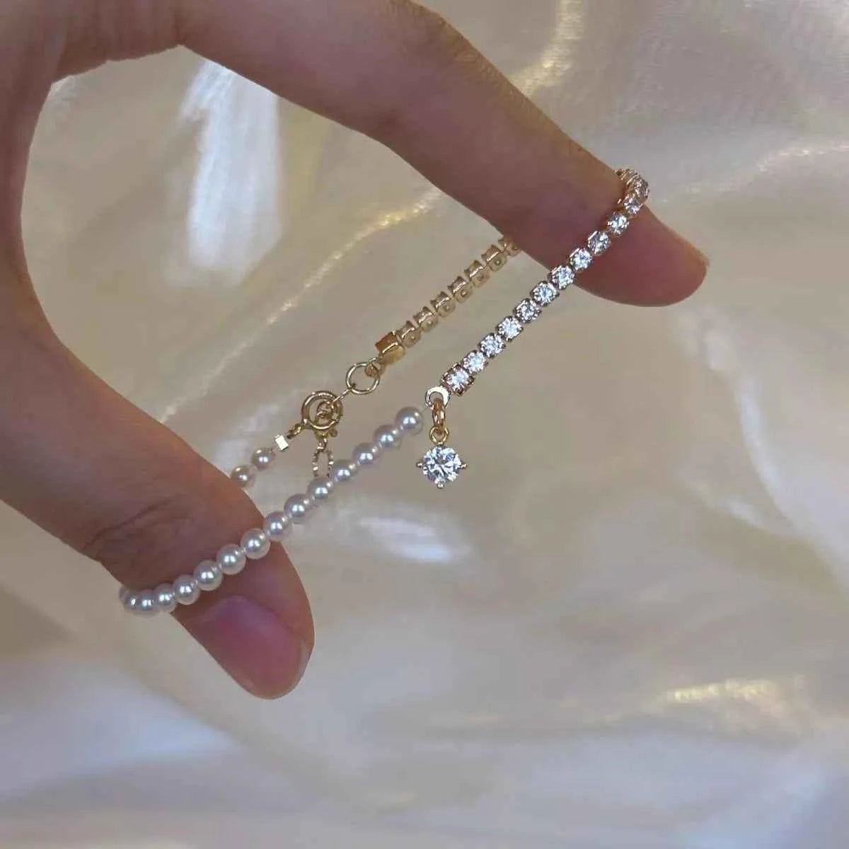 Pearl & Zircon Accent Bracelet