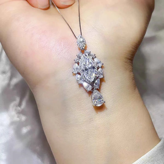 3 Carat 925 Sterling Silver Moissanite Pendant Necklace