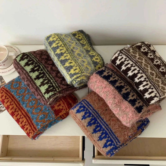 Vintage Knitted Pattern Warm Scarf