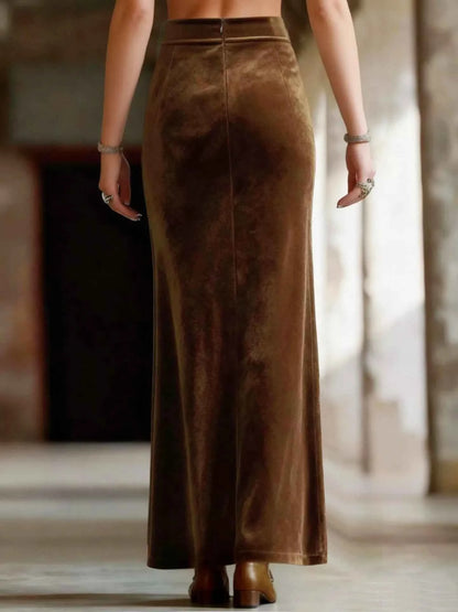 Pearl Trim Slit Maxi Skirt