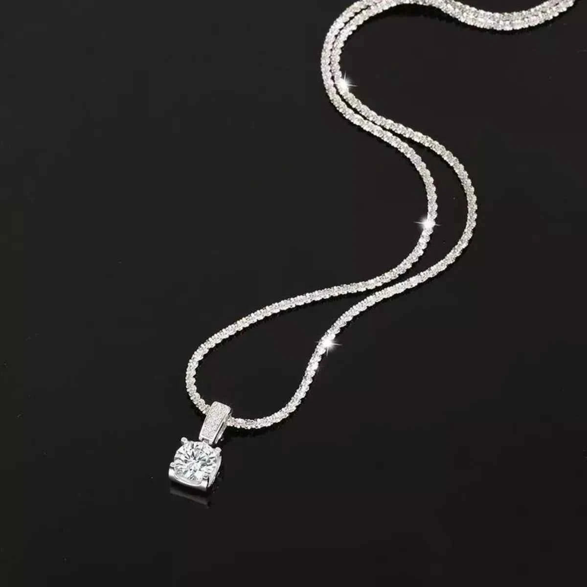 1 Carat 925 Sterling Silver Moissanite Necklace