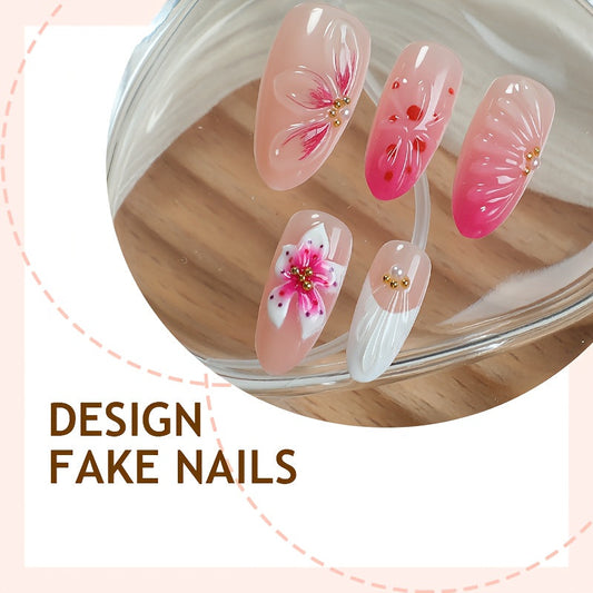 10 pcs 3D Flower Press on Acrylic Nails Long Stiletto Nails