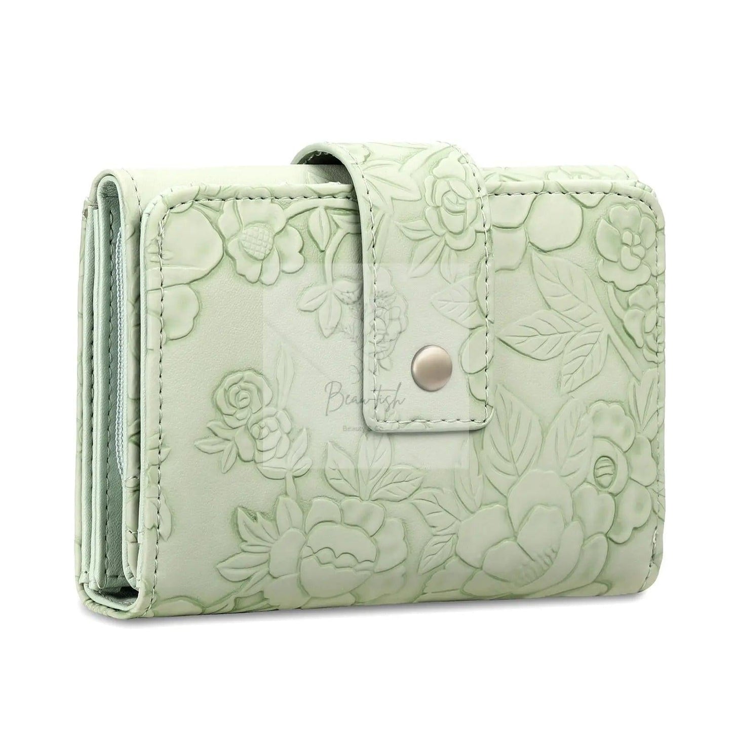 Floral Embossed Leather Wallet