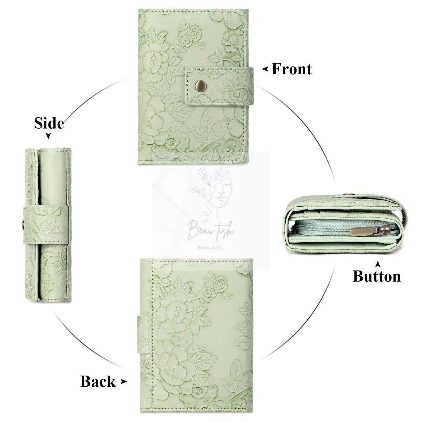 Floral Embossed Leather Wallet