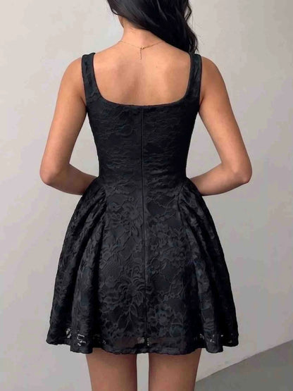 Floral Lace Square Neck Mini Dress