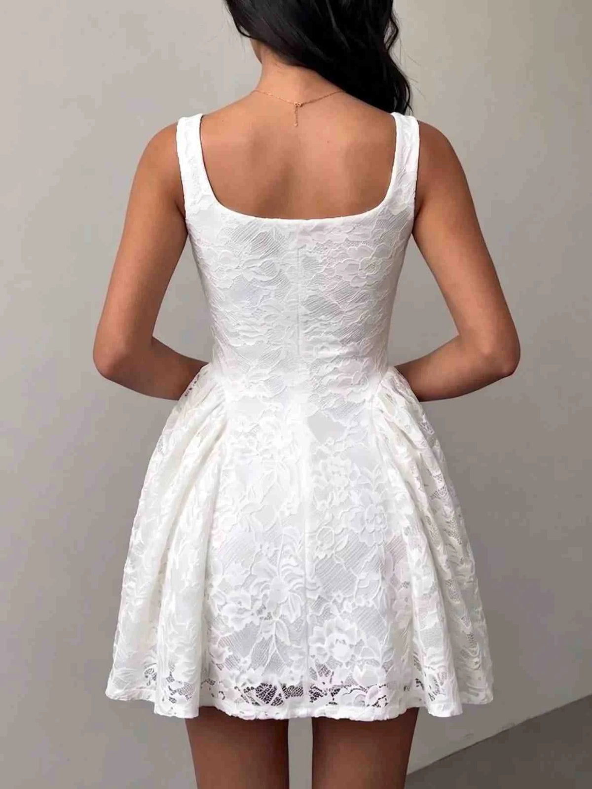 Floral Lace Square Neck Mini Dress